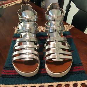 Silver ankle sandals